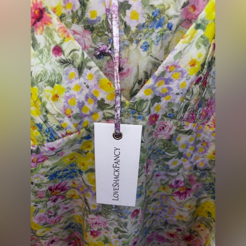 NWT LoveShackFancy Floral Rainbow Skies Sabina Dress Size: 8 - Picture 5 of 7